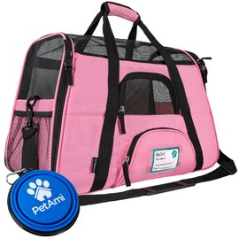 PetAmi Airline Approved Pet Carrier for Cat, Soft Sided Dog Carrier for Small Dogs, Cat Travel Supplies Accessories for Indoor Cats, Ventilated Pet Carrying Bag Medium Large Kitten Puppy, Large Pink