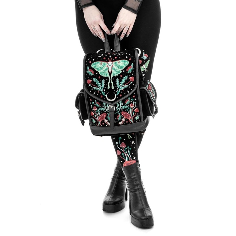 Restyle Autumnal Equinox Backpack Gothic Moth Mushroom Embroidered Bag