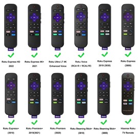 CaseBot Remote Case for Roku Voice, Roku Express HD / 4K+, Ultra LT Enhanced Voice, Express 3930, Premiere+ 3921, Streaming Stick+ Remote, Honey Comb Anti Slip Shockproof Silicone Cover, Green Glow