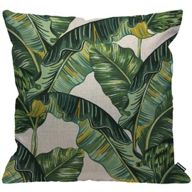 HGOD DESIGNS Banana Leaves Cushion Cover,Tropical Leaves Jungle Leaf Throw Pillow Case Home Decorative for Men/Women Living Room Bedroom Sofa Chair 18X18 Inch Pillowcase 45X45cm