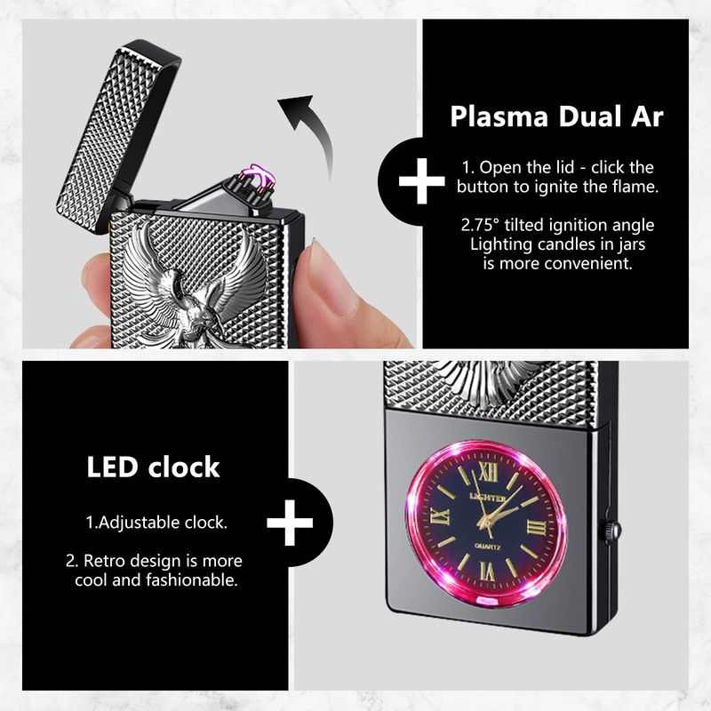 COMANYI Electric Lighter USB Rechargeable Lighter, Windproof Plasma Dual Arc