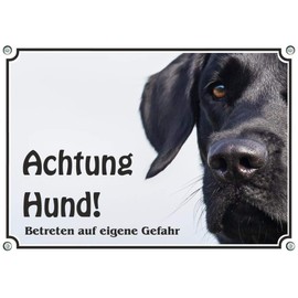 Dog Sign Labrador Retriever Black - UV-Resistant Metal Sign Photo Sign, DIN A4