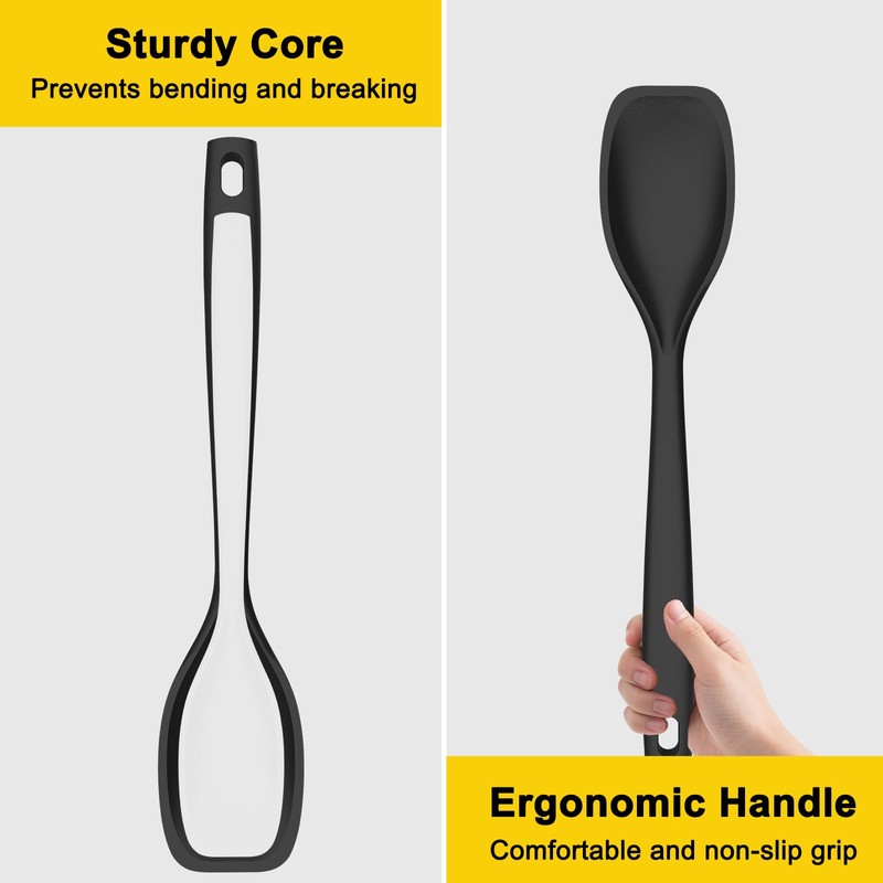 2 Pack Silicone Cooking Spoon, 13.1 In, Large Kitchen Spoons