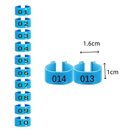 Chicken Rings, 100 Pieces Rings for Chickens, Chicken Rings, Pigeon Anklets for Poultry Legs, Numbers from 1 to 100 for Marking Rings (Blue)