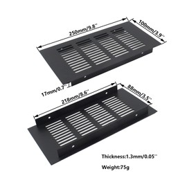 2PCS Air Vent Cover,TTZEZE Black Aluminium Alloy Ventilation Grille Rectangle Metal Louvered Grill Cover for Wardrobe Stove Shoes Cabinet Sink Kitchen Bathroom Side Wall Ceiling and Floor Exhaust Vent