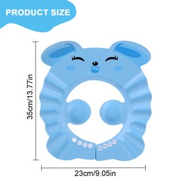 1 x Children's Shower Cap, Children's Shampoo Cap, Soft Adjustable Baby Shower Cap, Hair Washing Cup, with Ear Protection, Used for Protection of Eyes and Ears (Blue Rabbit)