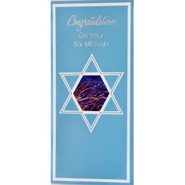 Greeting Card Congratulations On Your Bar Mitzvah Money Check Holder For Him Boy Jewish Milestone Birthday with Jewish Star