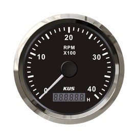 KUS 85mm Diesel Tachometer 4000RPM Gauge REV Meter with Hour Meter with Red and Yellow Backlight