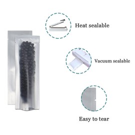 PABCK 100 Pcs 2.56x8.66 inch (Inside Size 2.17x8.27 inch) Clear Front Vacuum Heat Sealable Pure Mylar Foil Bag for Travel Sampling Packaging Food Storage Aluminum Foil Candy Coffee Powder Package
