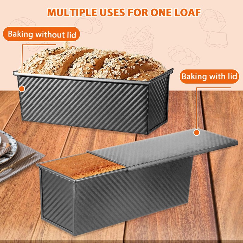AVSQUINE Non-Stick Pullman Loaf Pan with Lid 13x4 Inch -