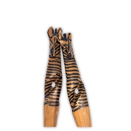 Beautifully Carved African Salad Serving Set, Handmade in Africa (Zebra - Light)