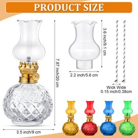 5 Pieces Kerosene Lamp Oil Lamps for Indoor Adjustable Switch Glass Oil Lanterns Burner Vintage Antique Hurricane Lamps Decorative for Home Desktop Decor Emergency(Crystal Style)