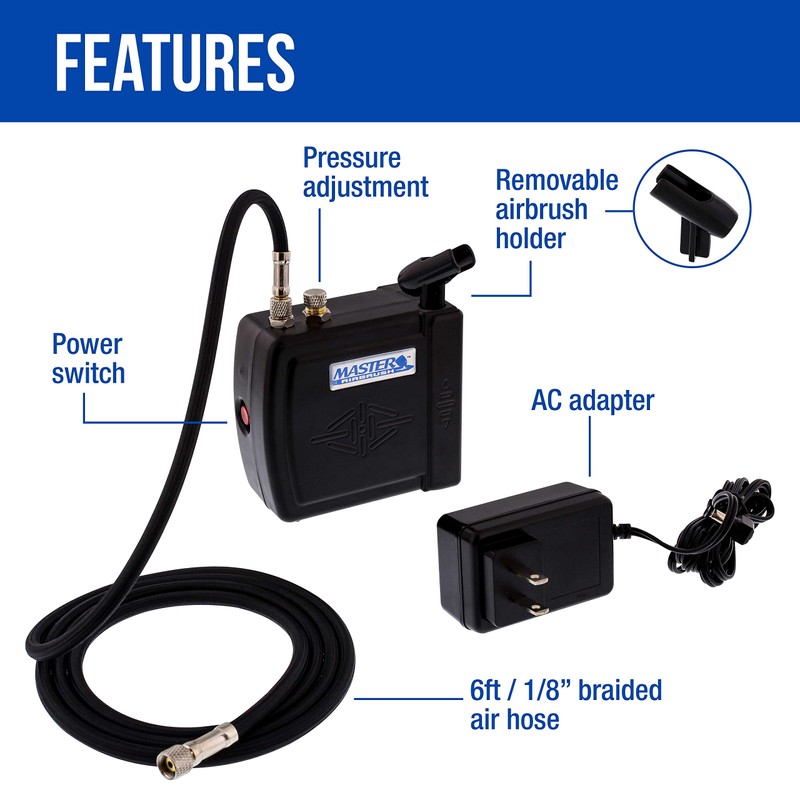 Master Model C16-B - Black Mini Airbrush Air Compressor with