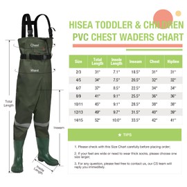 HISEA Kids Chest Waders Nylon/PVC Youth Fishing Waders for Toddler & Children Waterproof Hunting Waders with Boots & Reflect Safety Band