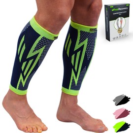 Pack of 2 Compression Calf Bandage for Men & Women - Calf Stockings for Muscle Fibre Tear, Runners, Shin Splints & Cramps - Compression Stockings Sports - Breathable & Non-Slip