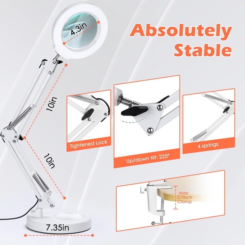 MagnieOpti 10X Magnifying Glass with Light and Stand, Real Glass
