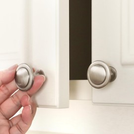 homdiy 20 Pack Brushed Satin Nickel Cabinet Knobs, Round Kitchen Drawer Knobs Solid Zinc Alloy Drawer Pulls for Kitchen Bathroom Closet Dresser Cabinets