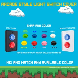 Arcade Light Switch Plate - Single Switch (2 pack- White/Red/Blue)