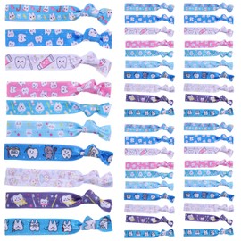 40 Pieces Dental Gifts Hair Ties Tooth Scrunchies Headbands Elastic Ribbon Ponytail Holders Ropes No Crease Hairbands Dentist Accessories for Women Dental Hygienist Assistant