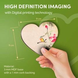 Destination Vinyl ltd Great Coasters (Set of 4) Heart - Kingfisher Bird Lotus Flower Art Drink Glossy Coasters/Tabletop Protection for Any Table Type #21761