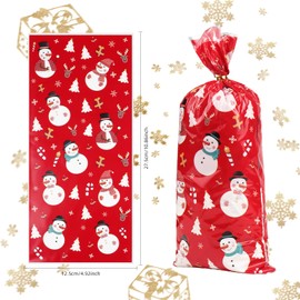 Pack of 50 Christmas Candy Gift Bags, Christmas Empty Bags, Small Treat Gift Bags for Christmas Favours, Clear Candy Bags for Christmas Xmas Party Decoration