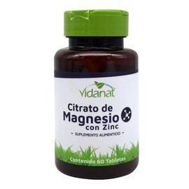 Vidanat Citrato de Magnesio con Zinc – 60 Tabletas | Suplemento Alimenticio Natural para Nutrición Diaria