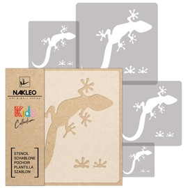 Nakleo NAKLEO Painting Stencils Set for Kids, 5 Pcs Templates 9x9 to 34x34cm Gecko Lizard Reptile, Plastic and Reusable Drawing Stencils, Children Room Decor, Craft DIY Wall Furniture