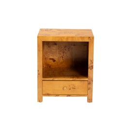 bali & pari Camira Natural Light Mappa Burl Wood 1-Drawer Nightstand