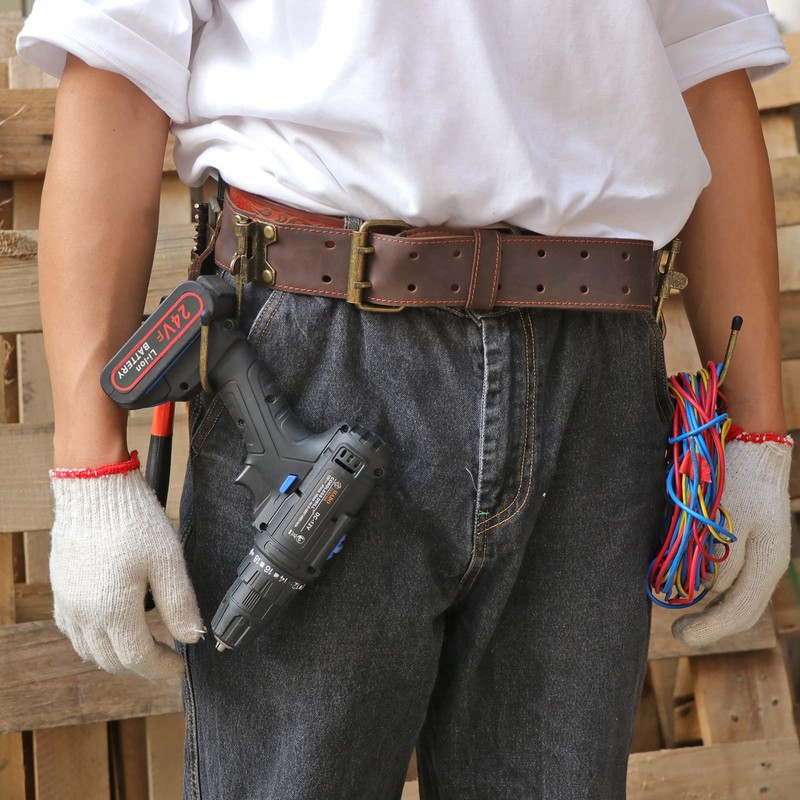 TOURBON Adjustable Tool Belt Hanging Hooks Hammer Hatchet Holder Tape