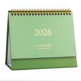 Desk Calendar 2025-2026, Runs Jul. 2025 - Dec. 2026, Academic Desktop Calendar with Planner Stickers, Standing Flip Desk Calendar with Monthly Summary (Green)