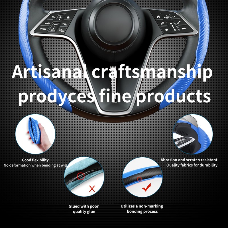 LevChall Carbon Fiber Steering Wheel Cover, 3-Piece Set Anti-Skid Comfortable