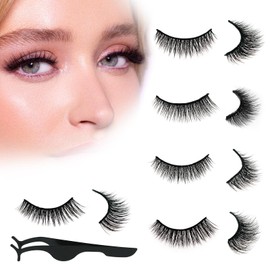 5 Pairs Self Adhesive Eyelashes, Reusable, Natural Look, Five Styles False Eyelashes Kit, Self Sticking No Glue Lashes for Women, Long Eyelashes
