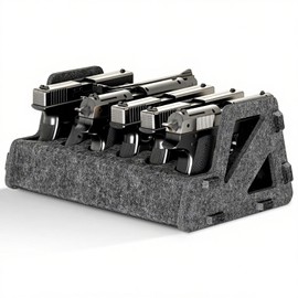 QUEENLINK Pistol Rack for Gun Safe, Handgun Rack Pistol Stand Holder, Gun Storage Organizer, Soft Felt, Scratch Resistance, Anti-Slip Gun Cabinet Accessories, 6 Slots