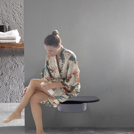 JAYGOVAN 14" Folding Teak Shower Seat Wall Mounted,Fold Down Shower Seat,Foldable Shower Bench,Home Care Teak Shower Seat Bench for Inside Shower Wall Mount Shower Seat Bench Chair, 440LBS