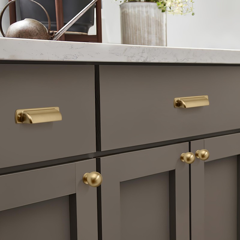 CABDM 20 Pack 1 Inch Vintage Ball Brushed Brass Cabinet