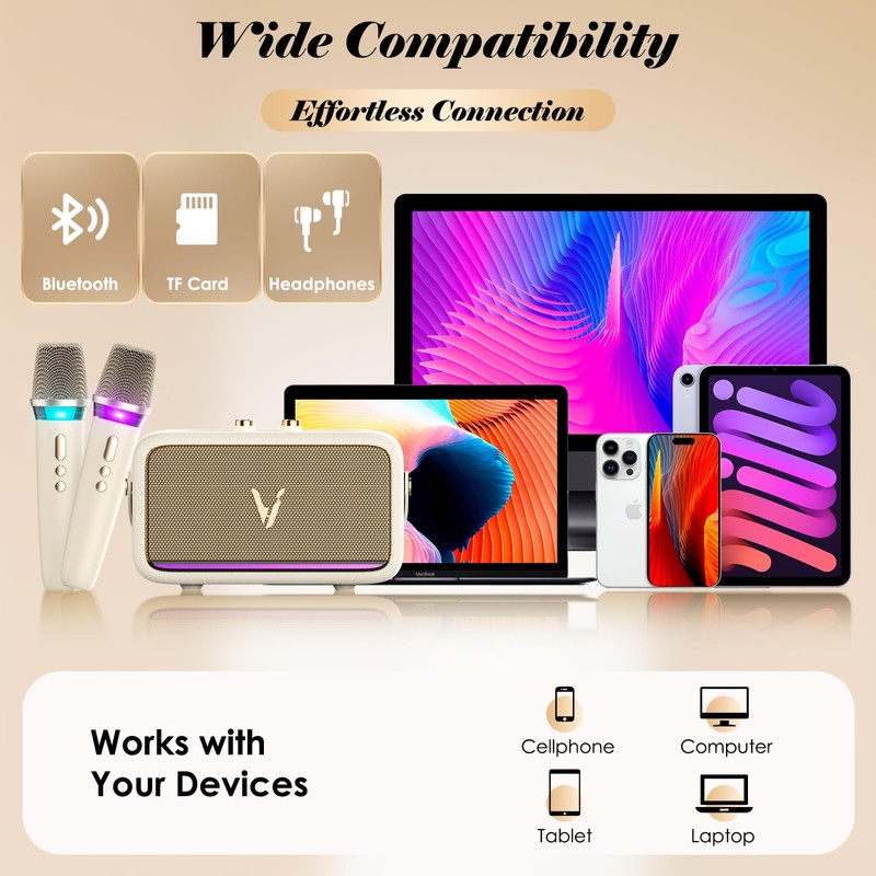 Karaoke Machine with 2 Wireless Mics & Soft Leather Wrap