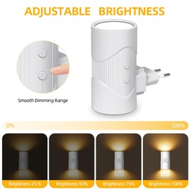 AUAUY Pack of 2 Night Light Socket with Motion Sensor and Twilight Sensor, LED Night Light with Brightness Adjustable, 3 Colours for Children's Room, Hallway, Bedroom, Bathroom, Living Room