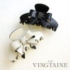 VINGTAINE H7506-IV- Enameled Stitching Ribbon Hair Clip Hair Accessory