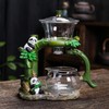 Chinese Gongfu Tea Set Magnetic Glass Teapot with Infuser,6 cups,Semi
