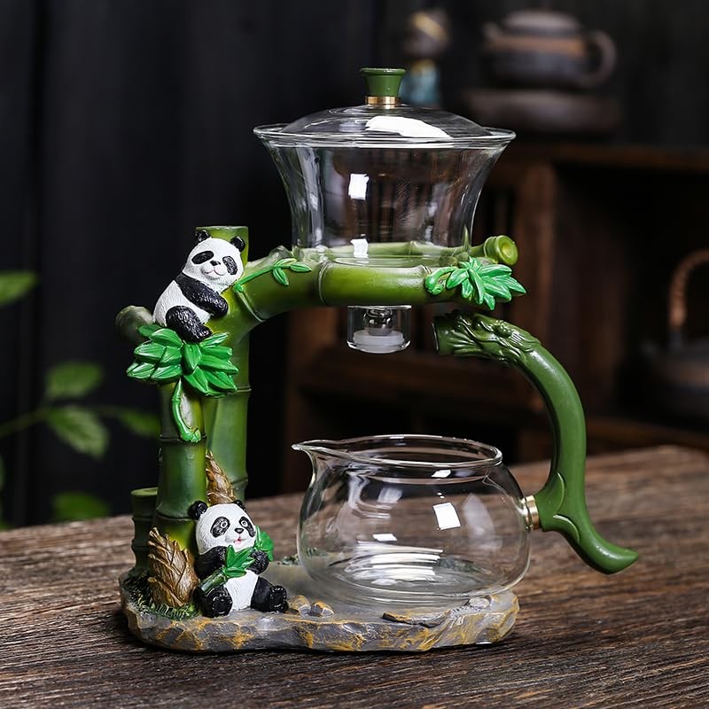 Chinese Gongfu Tea Set Magnetic Glass Teapot with Infuser,6 cups,Semi
