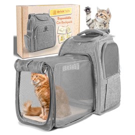 BriskTails Expandable Cat Backpack Carrier - Breathable BT-01 Cat Carrier Backpacks for Comfy Long Walks - from Kitty to Medium-Size cat up to 15lbs