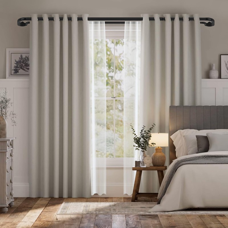 Double Curtain Rods 48 to 84 Inches, HOTOZON Blackout Double