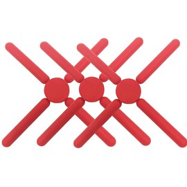3/Pack Foldable Silicone Trivets, FENGCHEN Folding Trivet, Non-Slip Collapsible Cross Compact Design Expandable Silicone Pot Holder,Red