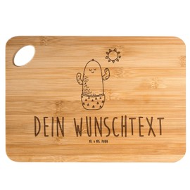 Mr. & Mrs. Panda Personalisiertes Schneidebrett Kaktus Sonne - Personalisierte Geschenke, Frühstücksbrett mit Wunschtext, Kakteen, Küchenbrett mit
