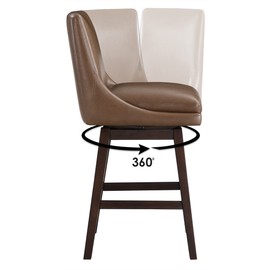 OSP Home Furnishings Allingham 26" Faux Leather Swivel Counter Stool with Solid Wood Frame, Molasses