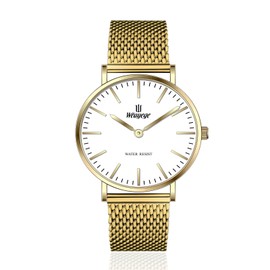 Weayege Women's Analogue Quartz Wrist Watch, Women's Watches Leather Strap Luxury Quartz Watches Waterproof Fashion Creative Watch for Women, IP Gold-White, Luxury