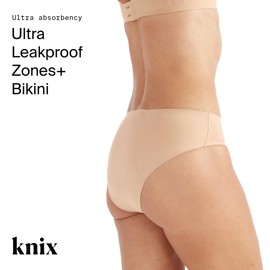KNIX Zones+ Period Panties - Back Coverage Ultra Leakproof Bikini Underwear - Machine Washable - Warm Sand, 3X-Large