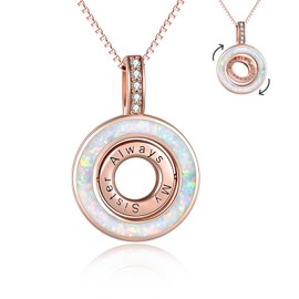 WINNICACA Gifts for Sisters from Sisters 925 Sterling Silver Created Opal Always My Sister Forever My Friend Sister Necklace Christmas Gifts for Sister Birthday Gifts for Sister Ideal Christmas gift
