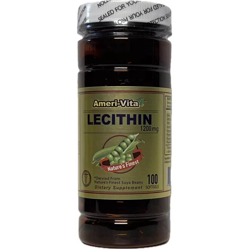 Ameri-Vita Lecithin 1200mg 2x 100 Soft gels Derived Nature's Finest