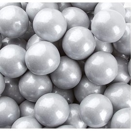 Bayside Candy 1" Large Gumballs - Colored Gumball Collection - Gumball Machine - Shimmer Silver/Pearl Silver Gumballs 1" Large (1LB)
